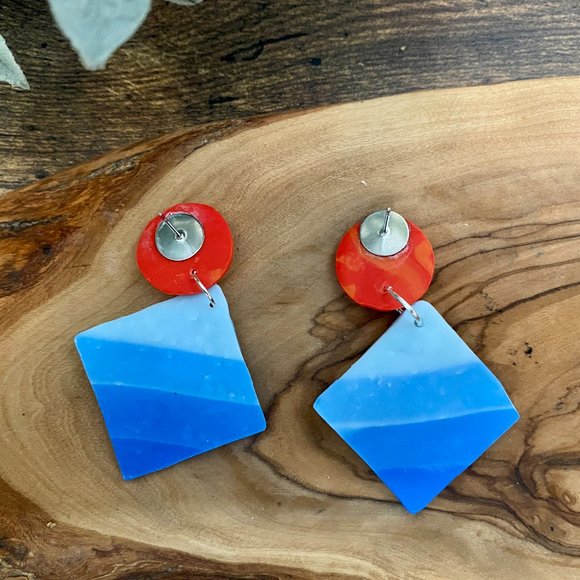 Handmade Clay Earrings - Fire & Ice Series - Picture 5 of 14